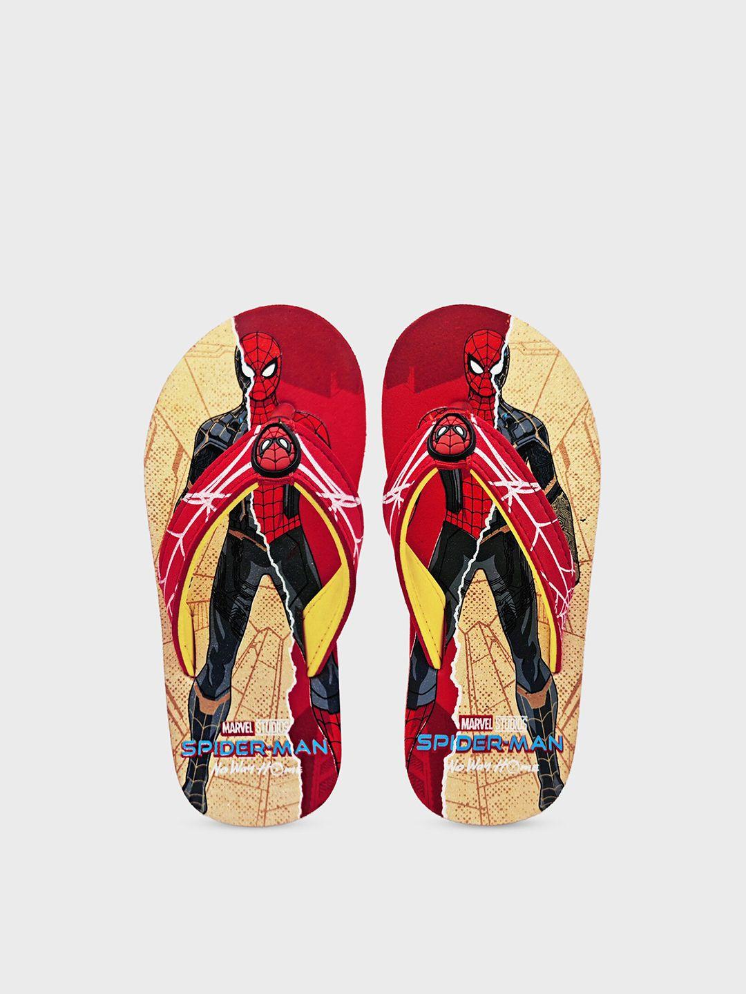 kids ville boys yellow & red spider-man no way home printed rubber thong flip-flops