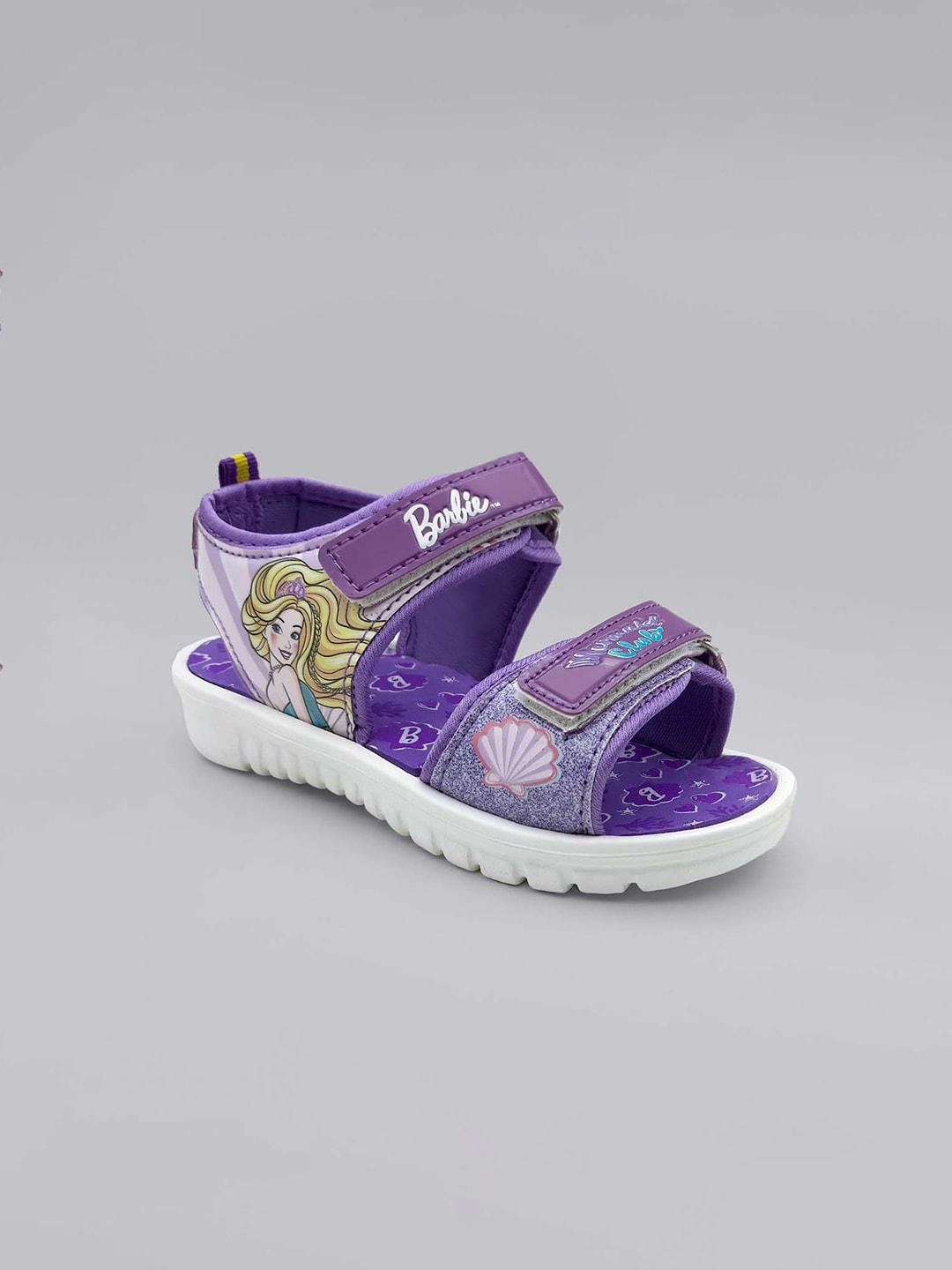 kids ville girls purple barbie featured comfort sandals