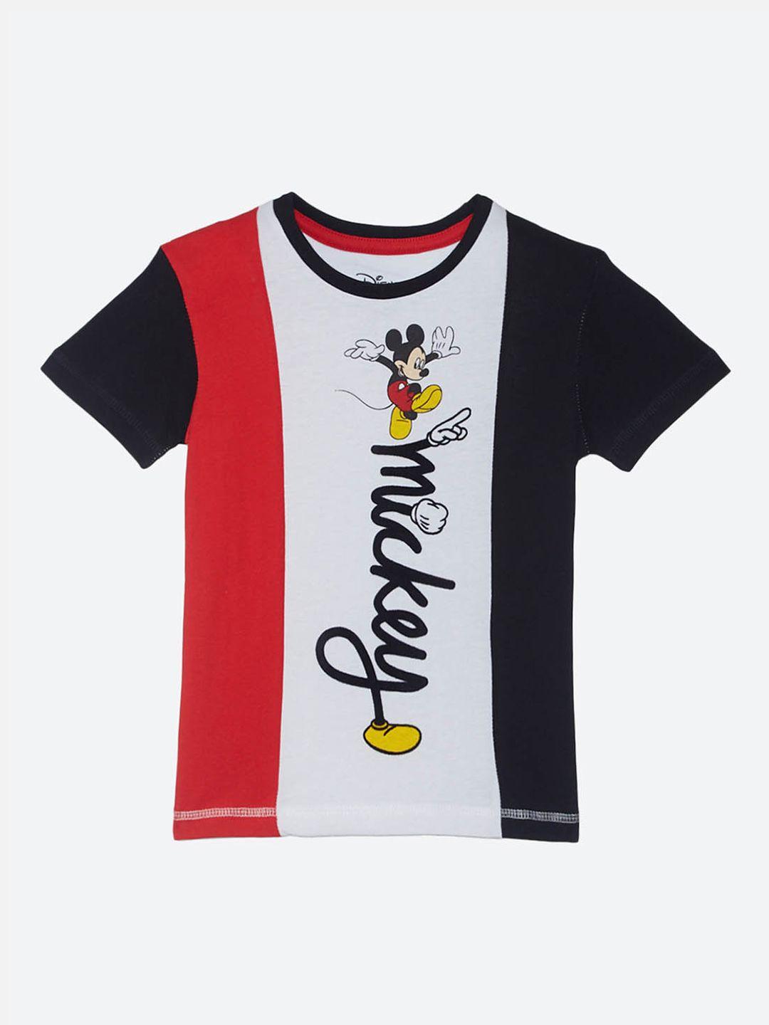 kids ville mickey & friends featured black printed t-shirt for boys