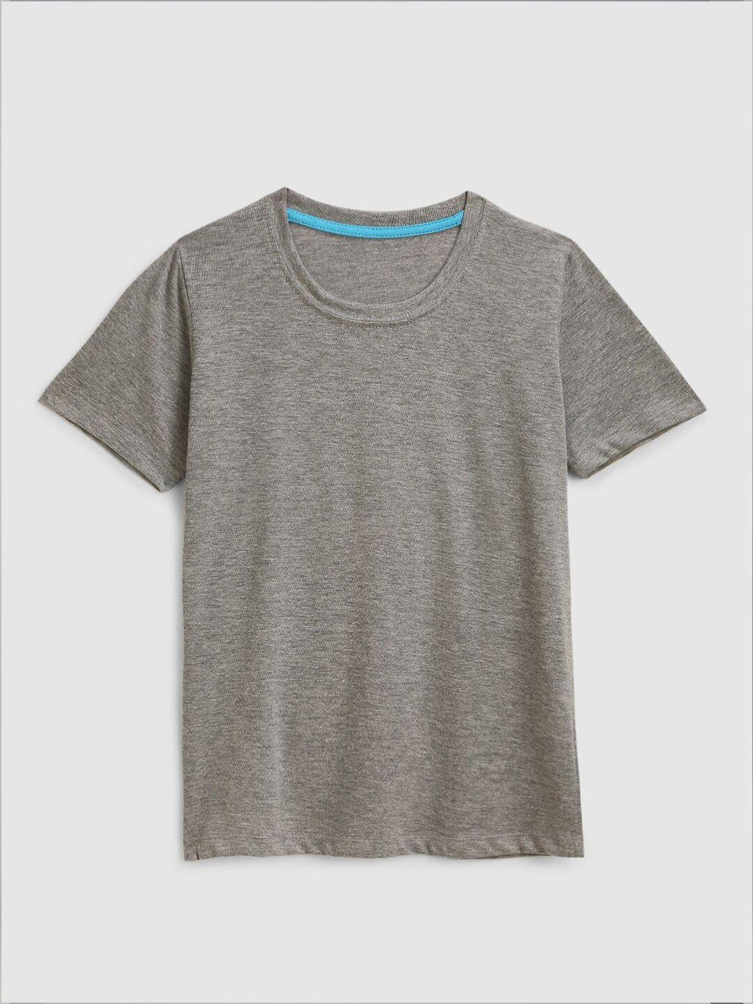 kidscraft boys grey melange cotton raw edge running t-shirt