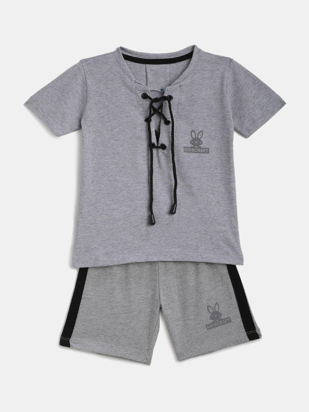 kidscraft boys grey printed t-shirt with shorts