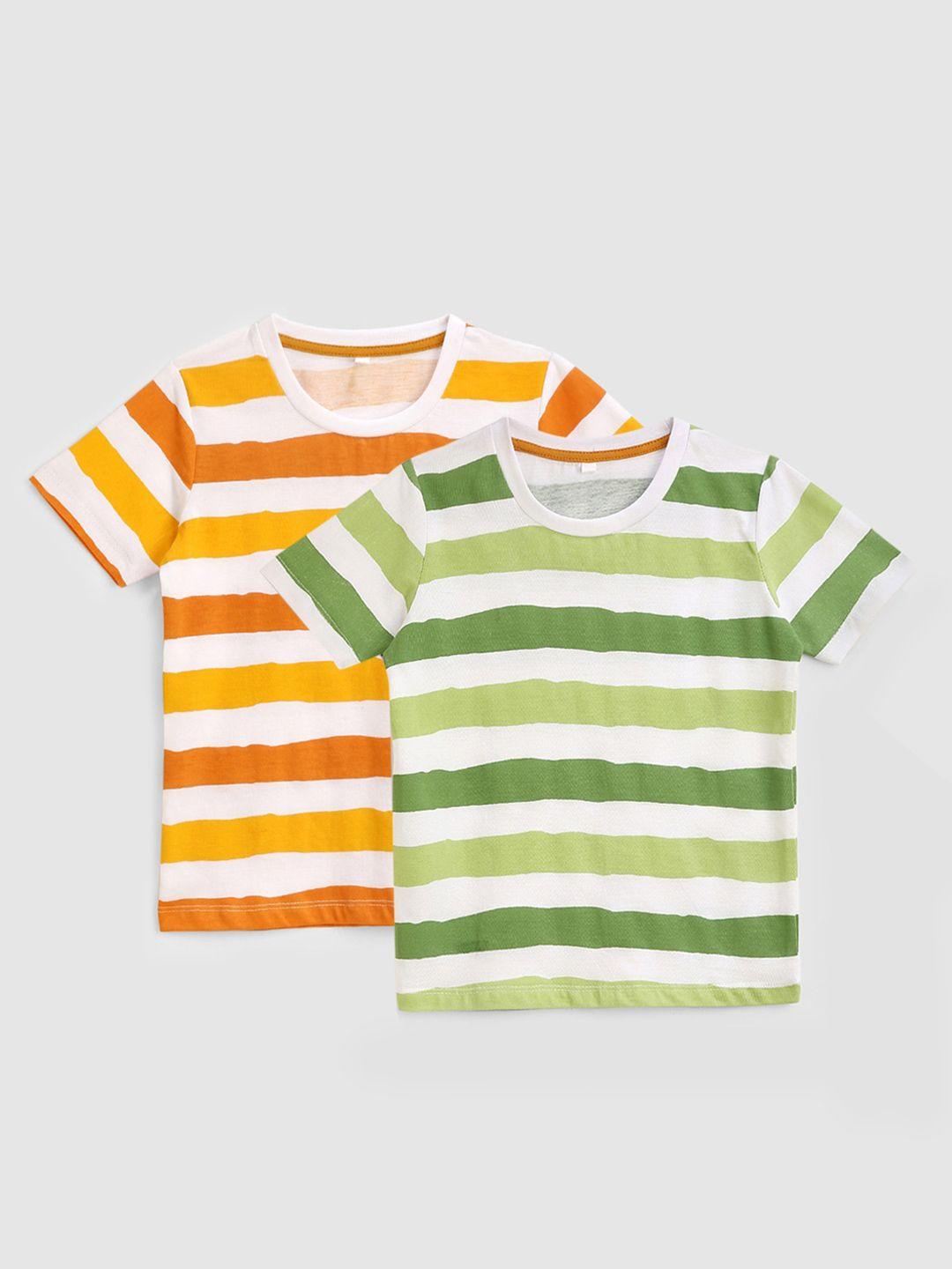 kidscraft boys pack of 2 striped cotton running t-shirts