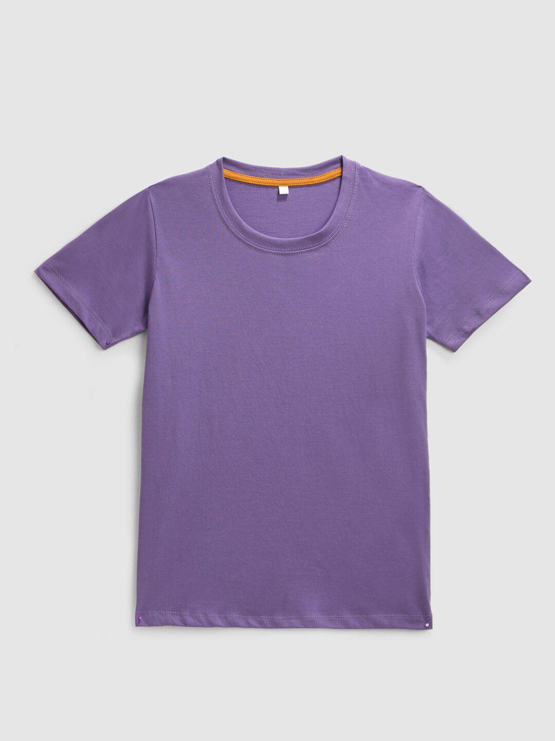 kidscraft boys purple solid cotton t-shirt