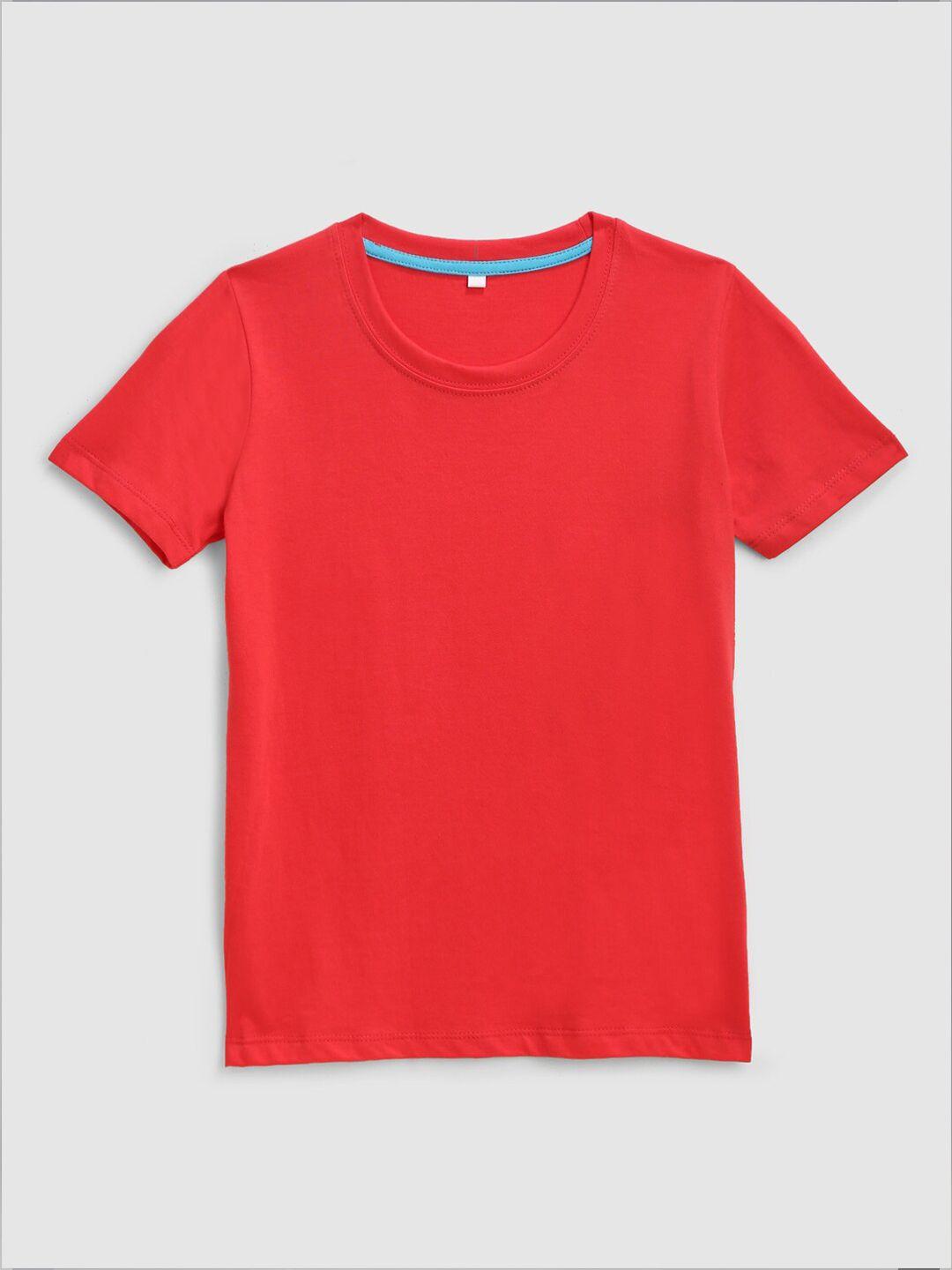 kidscraft boys red solid pure cotton t-shirt