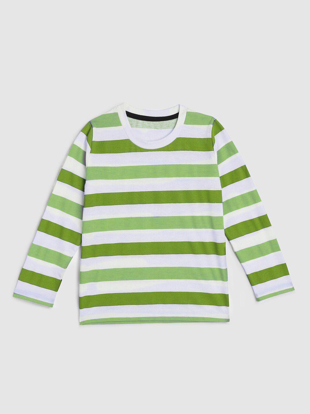 kidscraft boys white & green striped t-shirt
