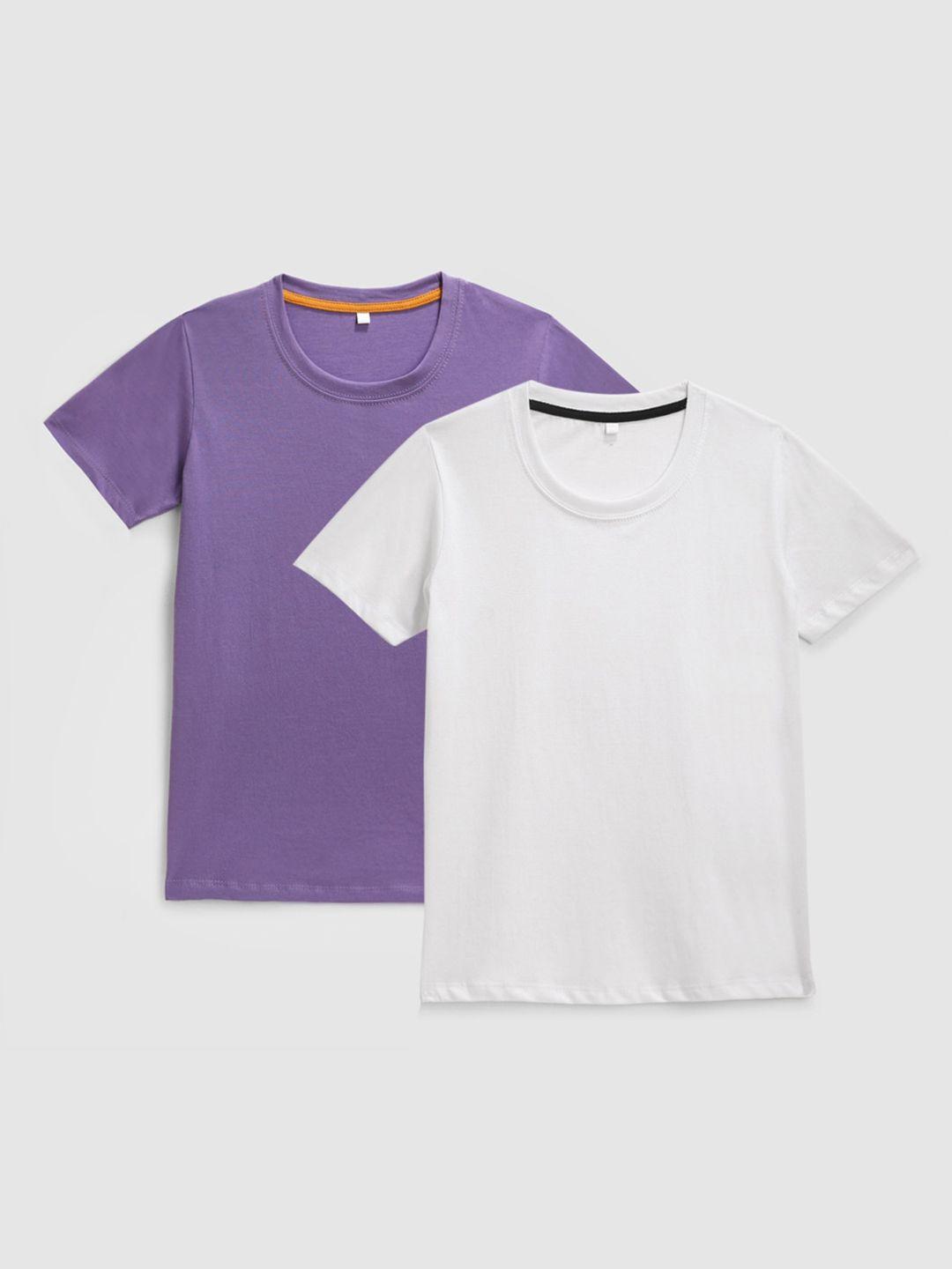 kidscraft boys white & purple pack of 2 t-shirt