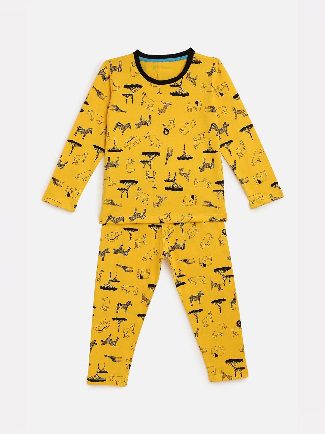 kidscraft boys yellow printed night suit