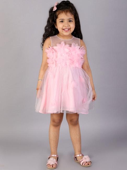 kidsdew kids pink applique dress