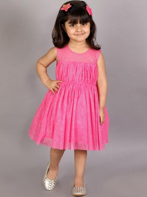 kidsdew pink embellished casual dress