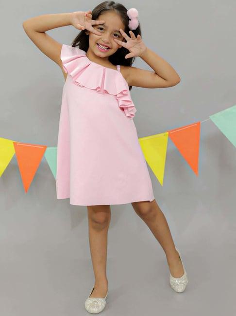 kidsdew pink regular fit dress