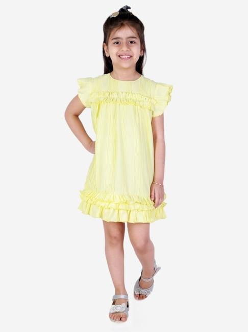 kidsdew yellow textured pattern casual dress