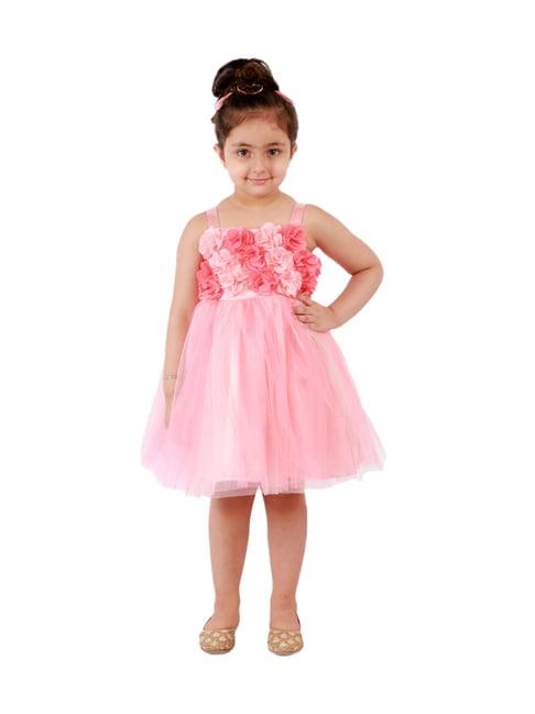 kidsdew kids peach applique dress