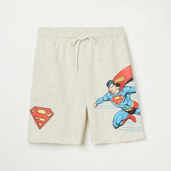 kidsville boys superman print casual shorts