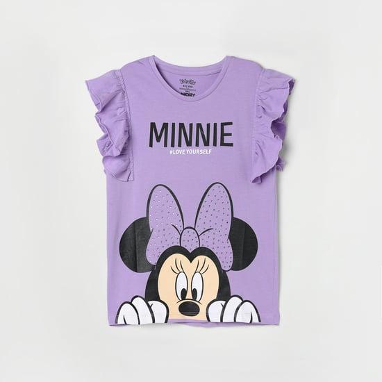 kidsville girls minnie mouse print ruffled top