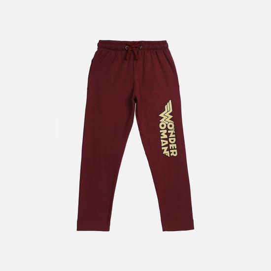 kidsville girls printed woven elasticated track pants