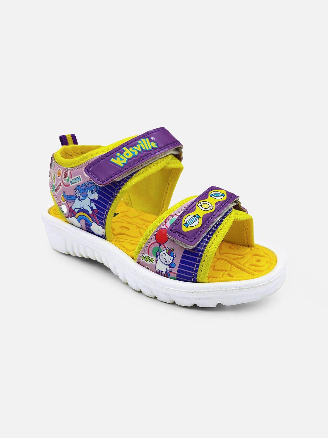 kidsville girls unicorn printed sports sandals