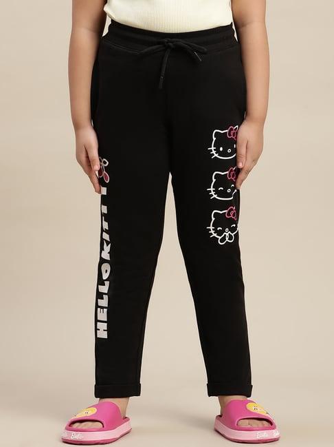 kidsville hello kitty printed black joggers for girls