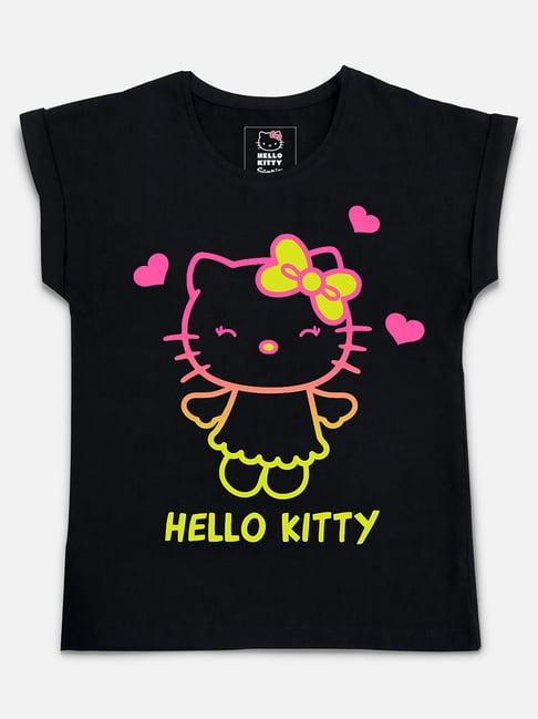 kidsville kids black kitty print t-shirt