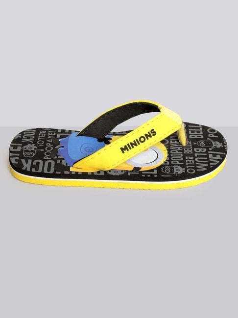 kidsville minions printed yellow & black flip flops