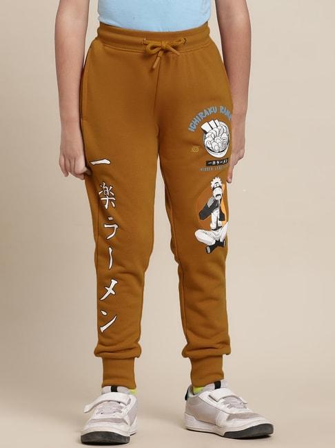 kidsville naruto printed brown joggers for boys
