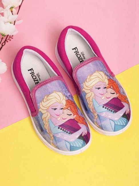 kidsville pink frozen printed casual slip-ons
