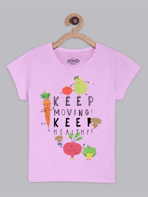 kidsville purple cotton printed t-shirt