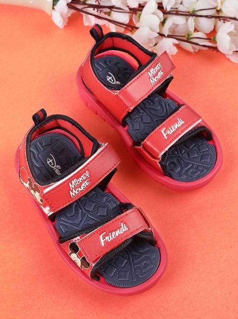 kidsville red & navy mickey & friends printed floater sandals