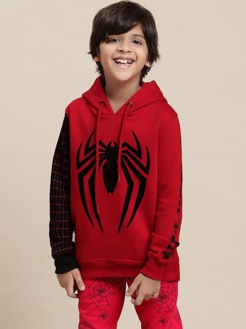 kidsville spiderman printed multicolor hoodie for boys