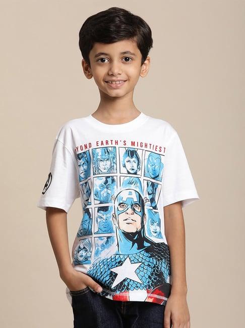 kidsville avengers printed white tshirt for boys
