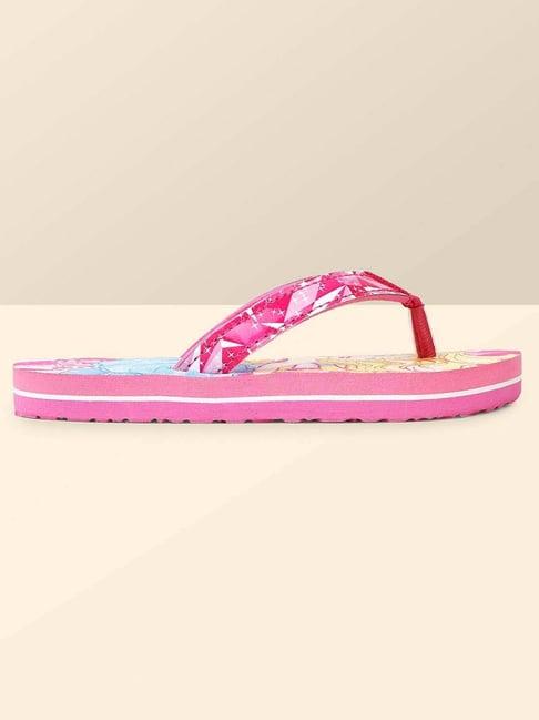 kidsville barbie printed pink & blue flip flops