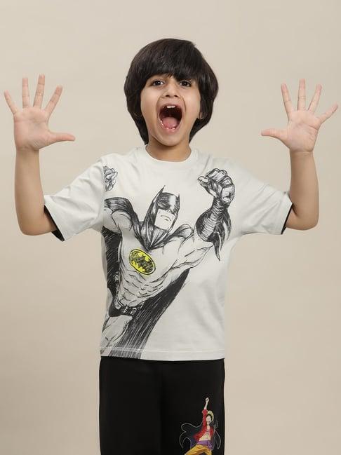 kidsville batman printed regular fit grey t-shirt for boys