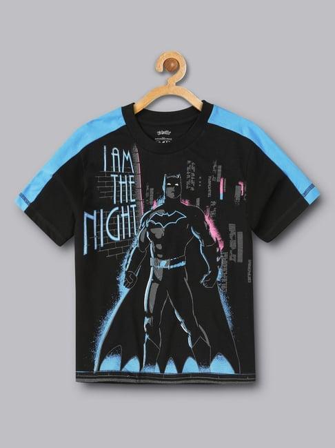 kidsville black & blue cotton printed batman t-shirt