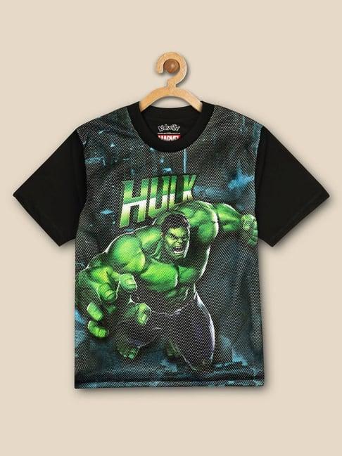 kidsville black & green printed hulk t-shirt