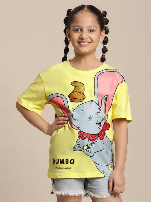 kidsville dumbo printed yellow tshirt for girls