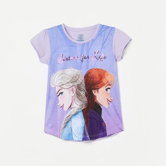kidsville girls frozen sequinned round neck t-shirt