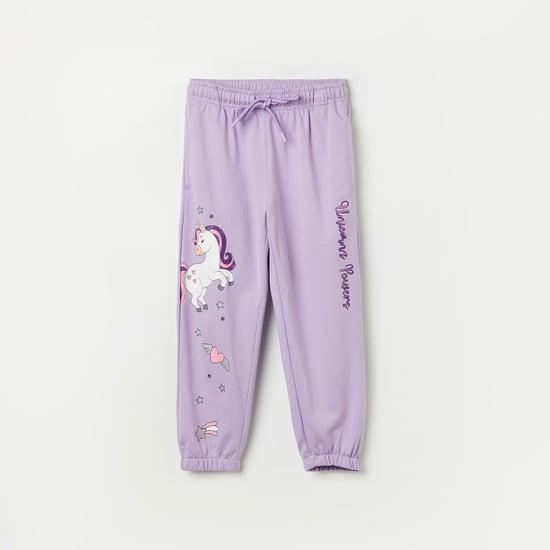 kidsville girls graphic printed joggers