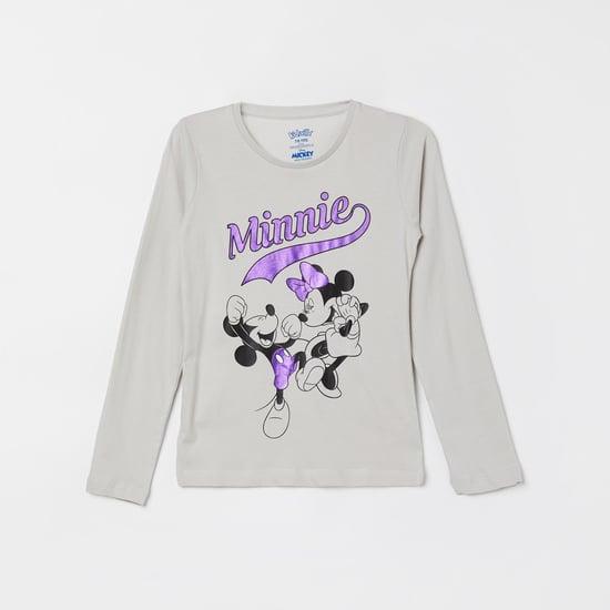 kidsville girls minnie mouse printed round neck t-shirt