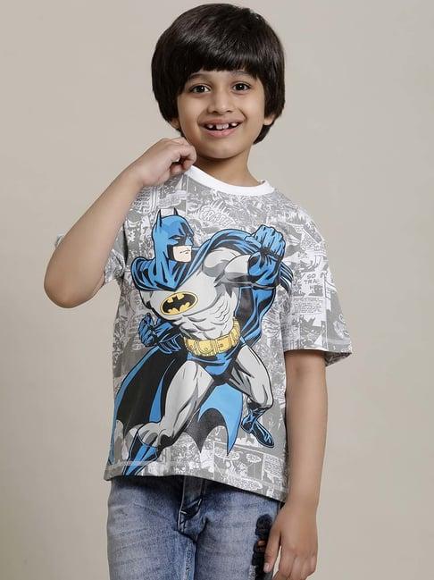 kidsville grey & blue cotton printed batman t-shirt