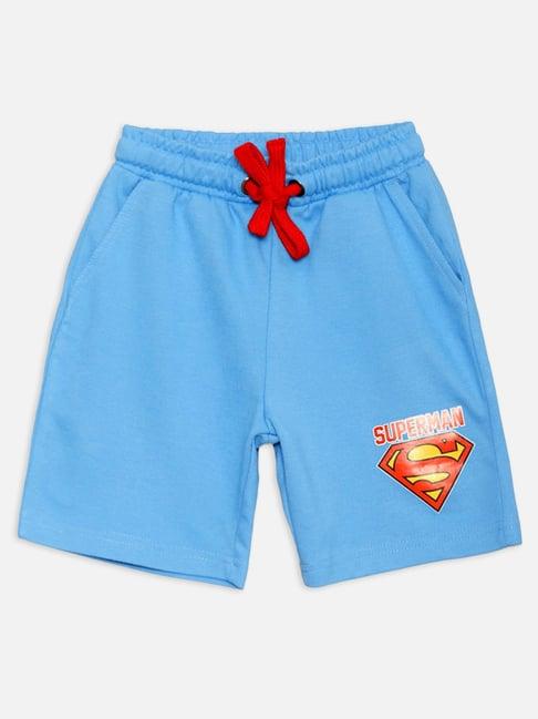 kidsville kids light blue superman print shorts