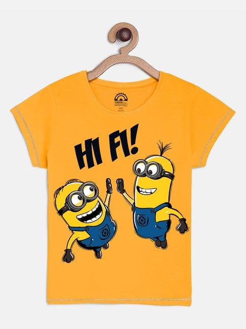 kidsville kids yellow minions print t-shirt