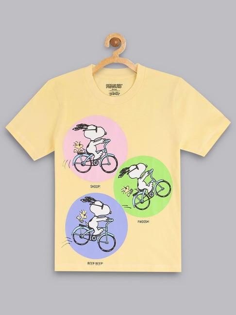 kidsville light yellow printed t-shirt