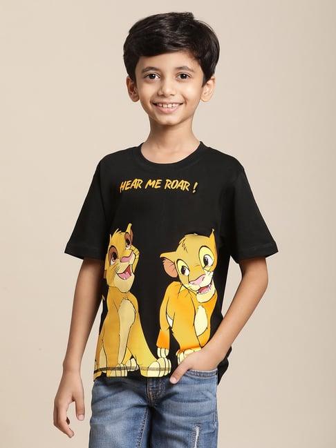 kidsville lion king printed black tshirt for boys