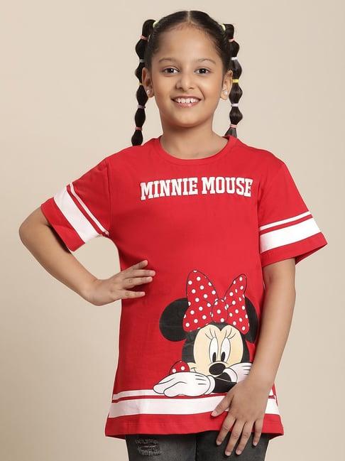 kidsville minnie printed red tshirt for girls