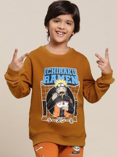 kidsville naruto printed brown sweatshirt for boys