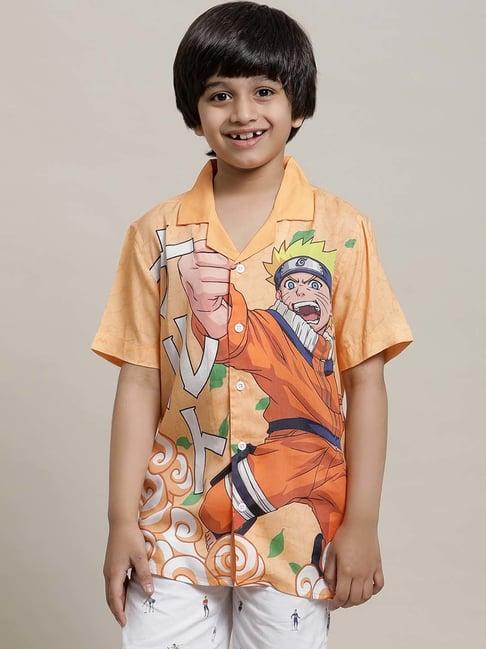 kidsville orange printed naruto shirt
