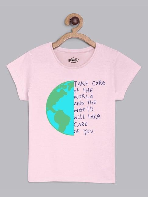 kidsville pink & blue cotton printed t-shirt