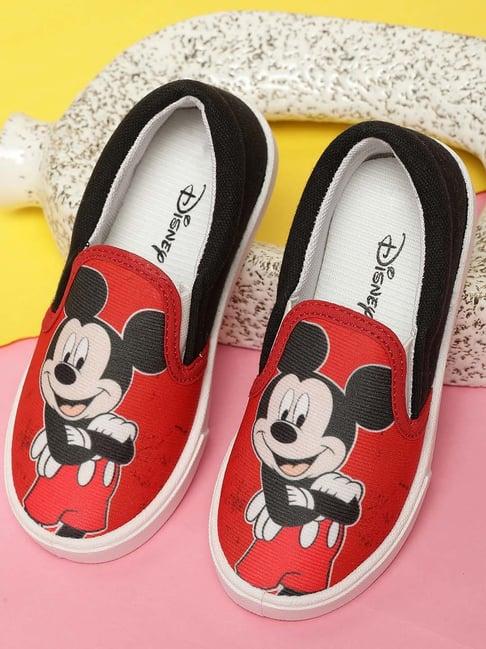 kidsville red & black mickey & friends printed casual slip-ons