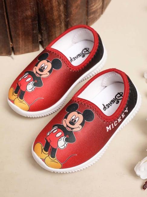 kidsville red & black mickey & friends printed casual slip-ons