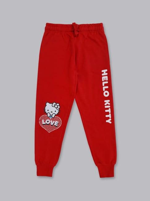 kidsville red kitty print joggers