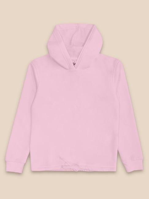 kidsville regular fit pink hoodie for girls